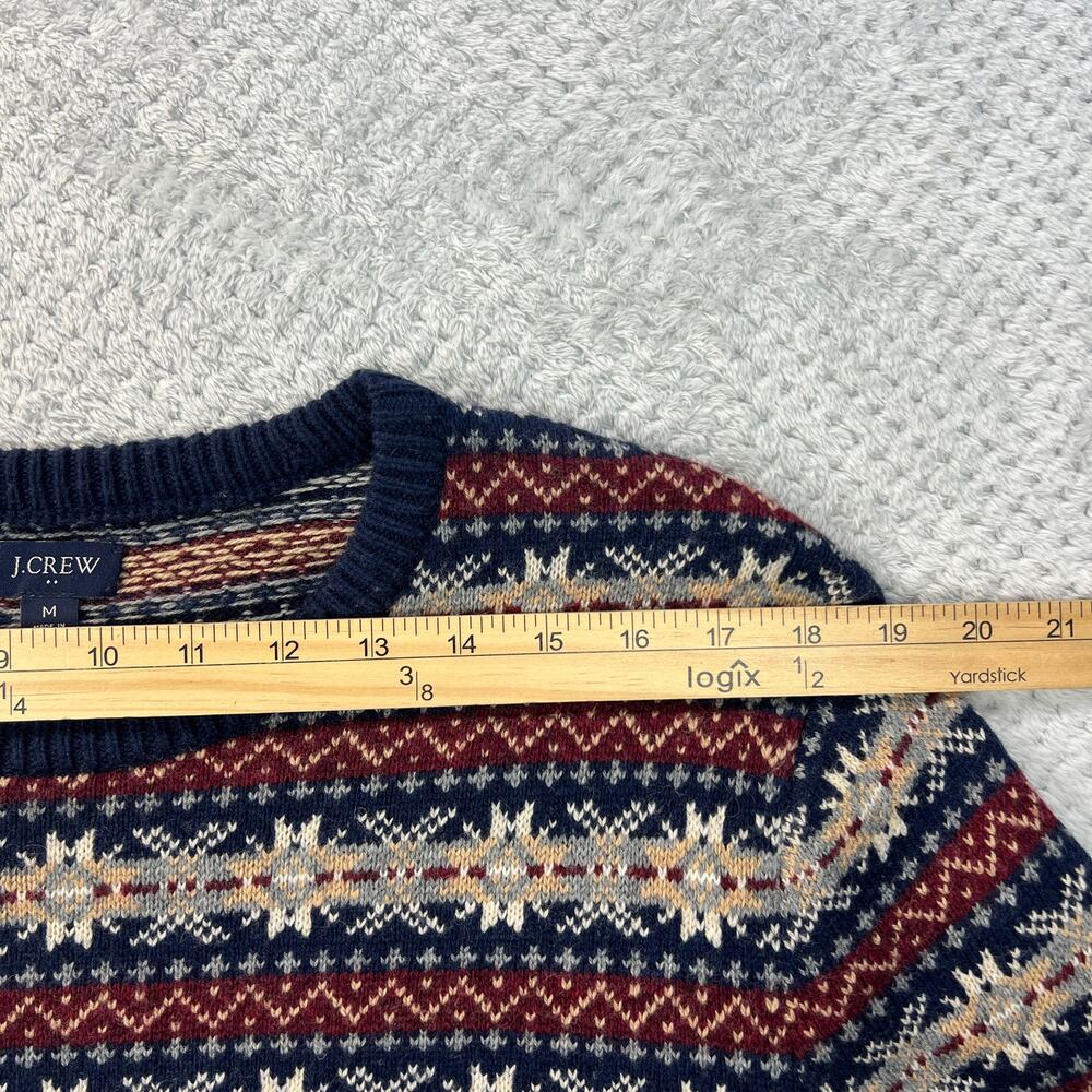 J Crew Mens Knit Crewneck Sweater Fair Isle Lambswool Blend Med Weight Sz Medium - Picture 12 of 14